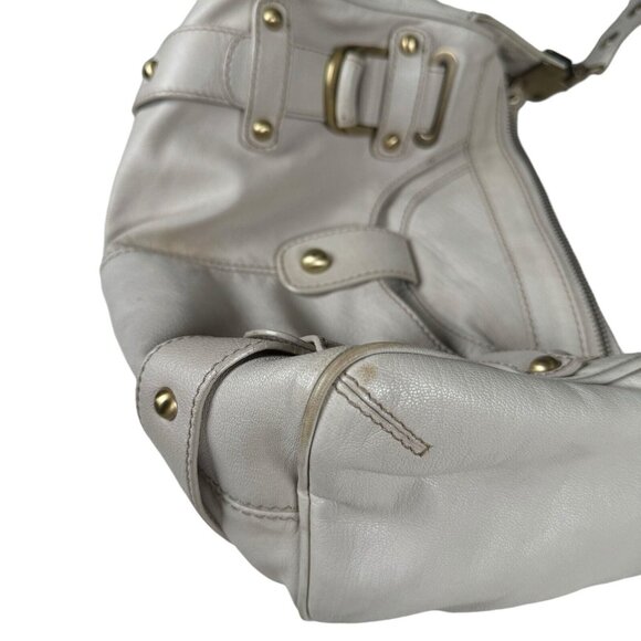 RAFE New‎ York Leather Shoulder Bag Purse Gold Studs Ivory Leather - Picture 8 of 15